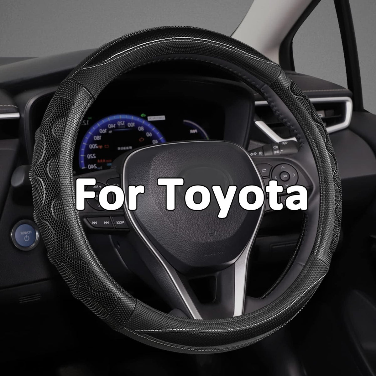 GIANT PANDA Steering Wheel Cover for Toyota, Auto Car Steering Wheel Cover for Toyota Highlander 4Runner Tacoma Corolla Camry - Black+Red Trim