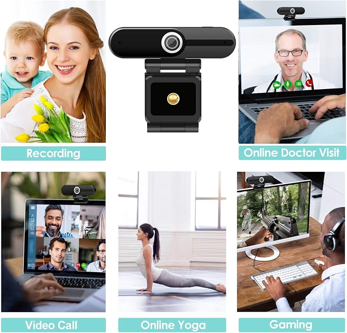 UHD 4K Webcam with Microphone: 8MP USB Computer Web Camera with Privacy Shutter