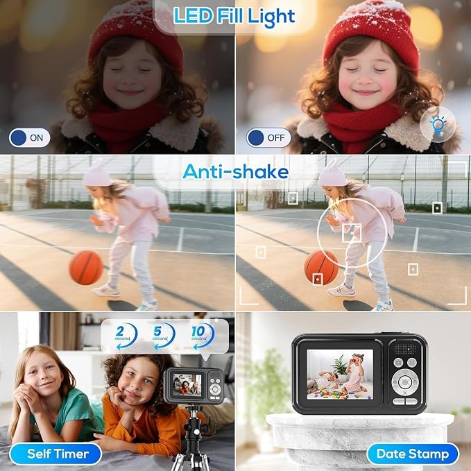 Digital Camera for Kids, 48MP FHD 1080P Point and Shoot Digital Cameras