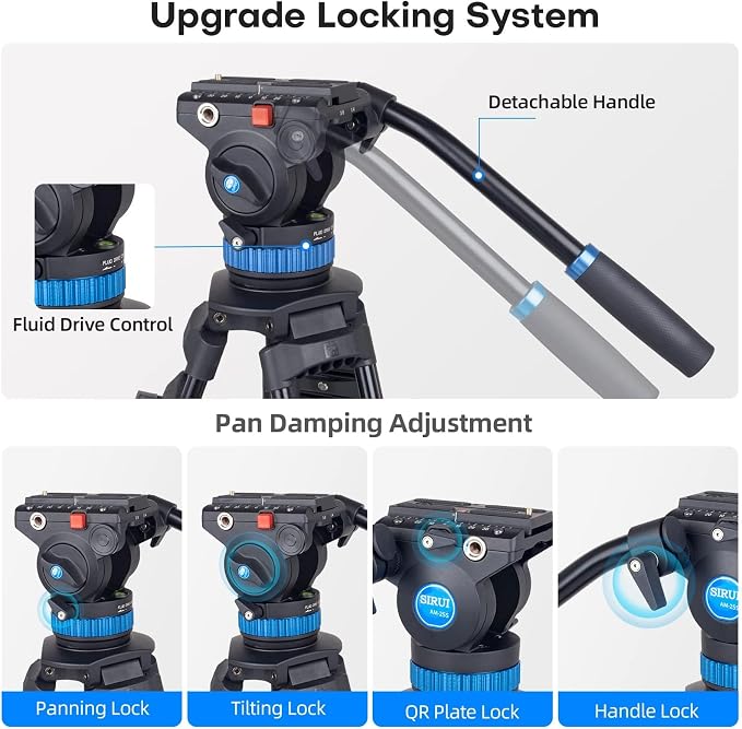 SIRUI AM-25S Video Tripod, 74.8" Professional Heavy Duty Tripod
