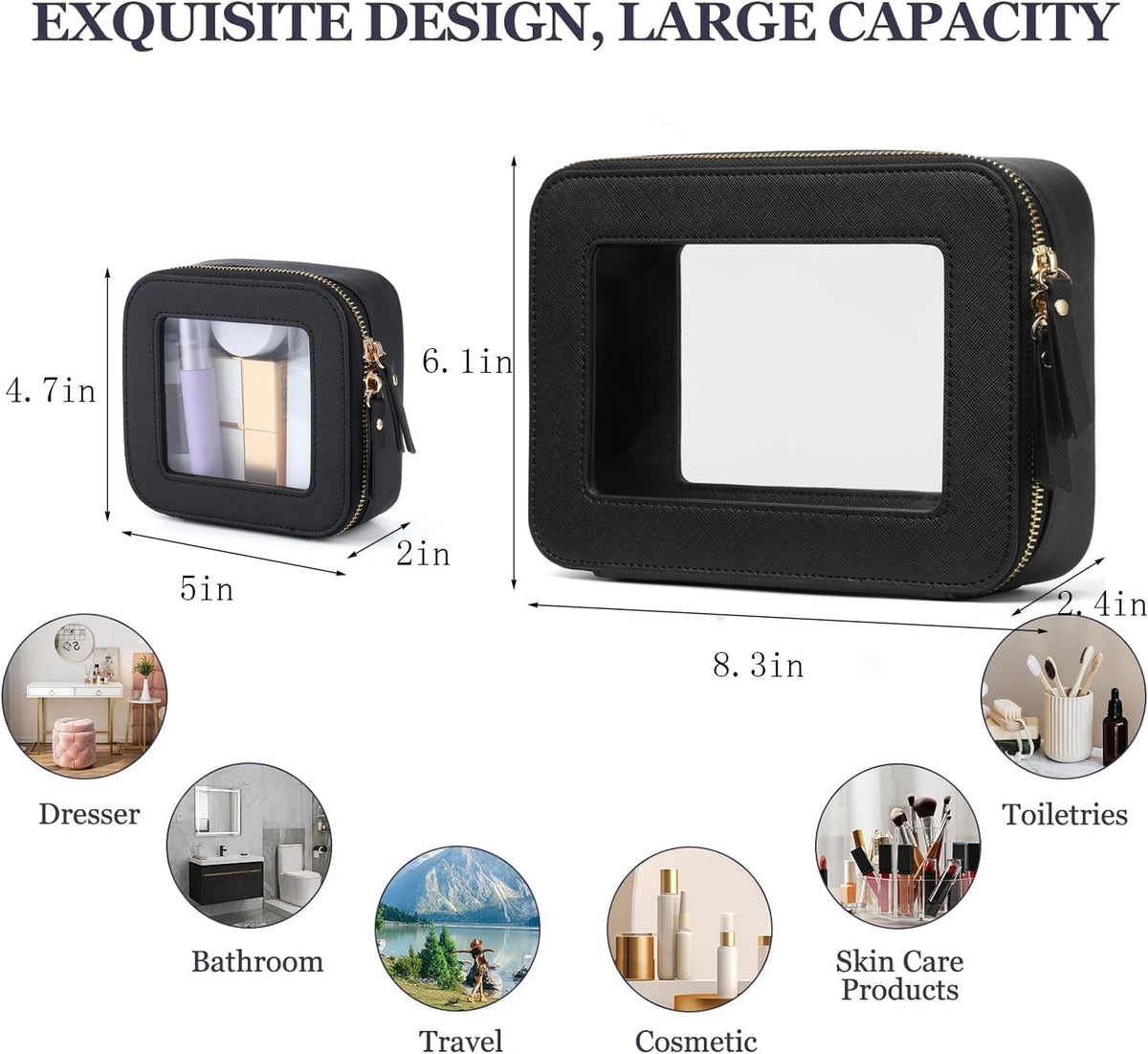 Clear Makeup Bag with Mini Cosmetic Bags,Travel Toiletry Bag for Women,Portable Cosmetic Bag Case, Transparent Waterproof Cosmetic Organizer Storage Bag for Women Men