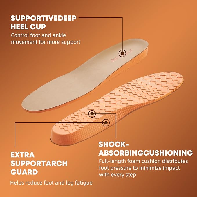 Shoe Inserts for Men and Womem Sport Shoe Insoles Memory Foam Insoles Excellent Shock Absorption and Cushioning for Feet Relief, Comfortable Insoles for All Day Energy in Running, Walking, and Work