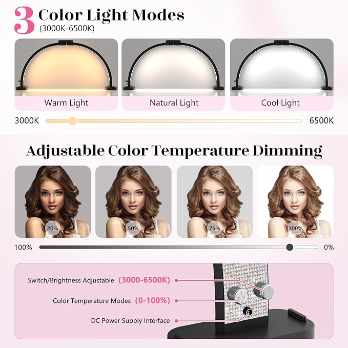 Half Moon Manicure Table Light: 31-inch Half Moon Light