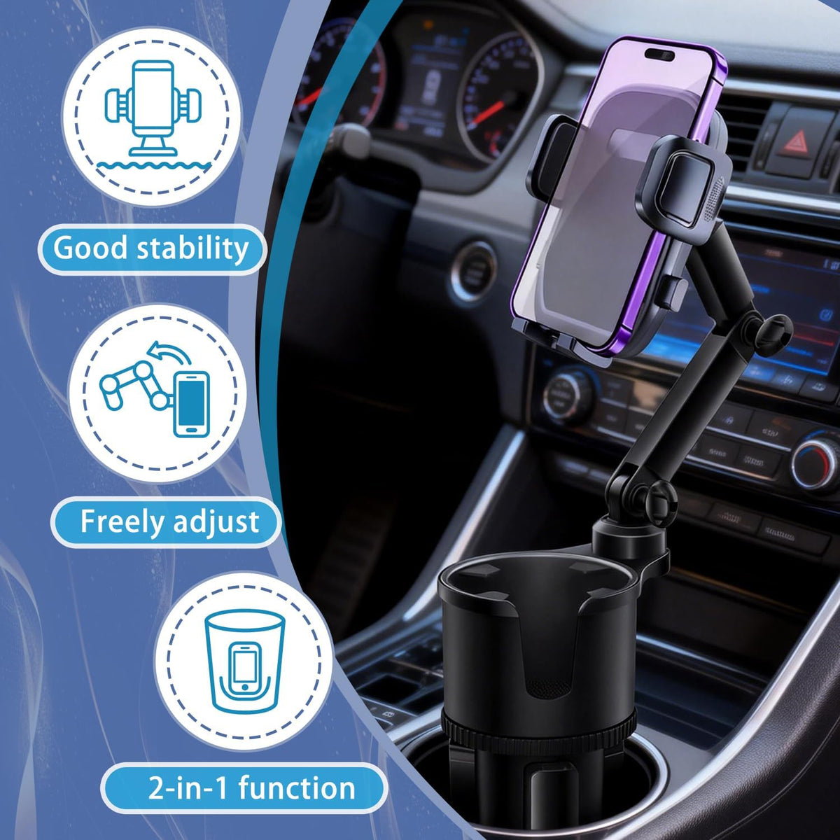 SAMPUSS 2-in-1 Phone Holders for Your Car Car Cup Holder Car Phone Holder