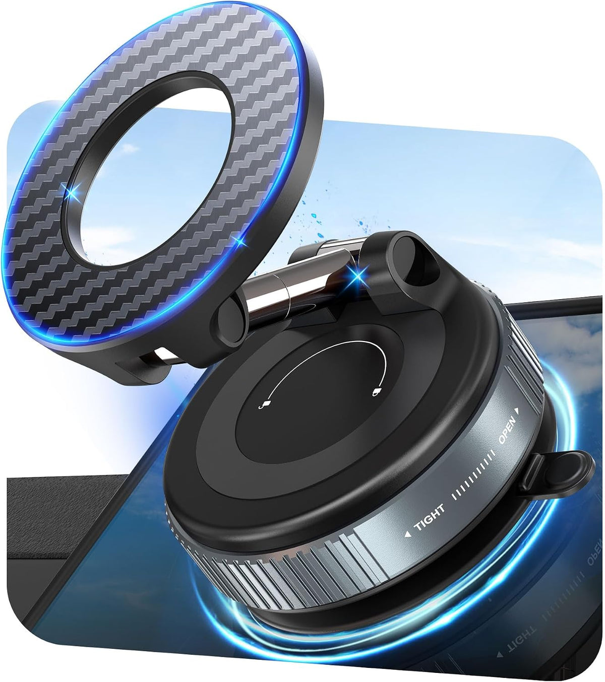 PlusAcc Car Phone Holder, Vacuum Magnetic Mount for MagSafe, No Charging