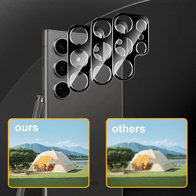 3 Pack Camera Lens Protector for Samsung Galaxy S24 Ultra, Tempered Glass
