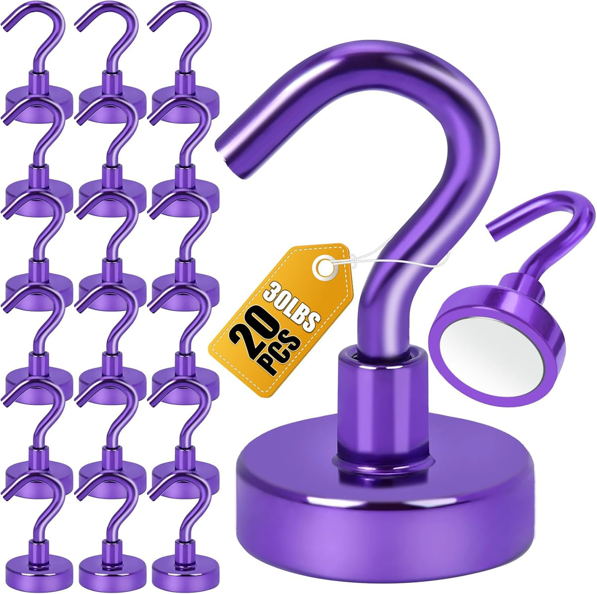 DIYMAG Magnetic Hooks 20pcs 30lbs Cruise Essentials 2026 Magnet Hook Purple