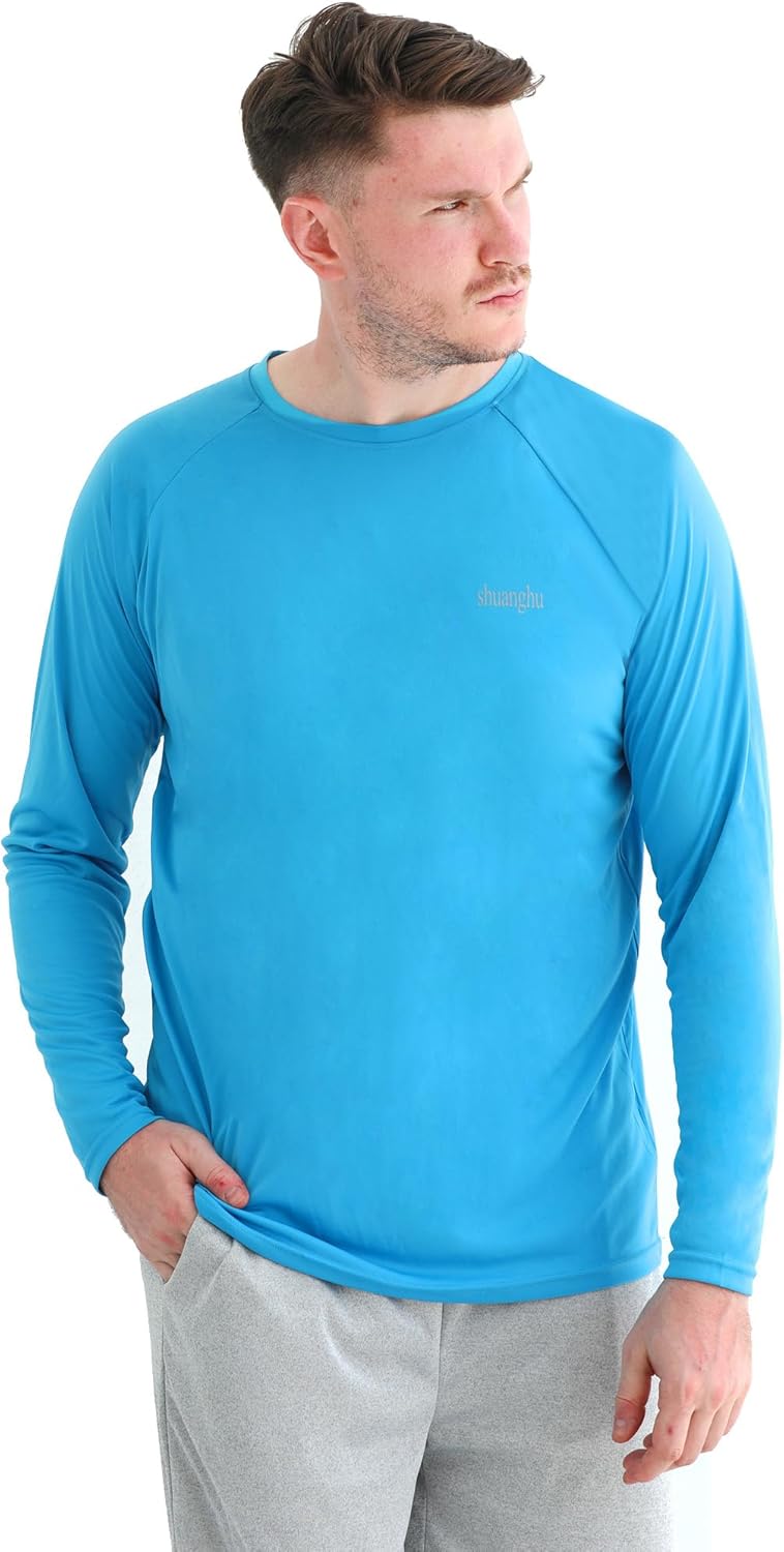 Skiennix Men's Long Sleeve UPF 50+ UV Sun Protection Rash Guard | Lightweight Quick-Dry Fishing & Hiking Shirt