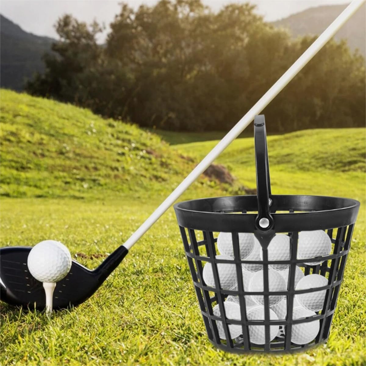 ZLY Golf Ball Basket - Durable Plastic Ball Holder with Handle | Holds 50 Balls - Black