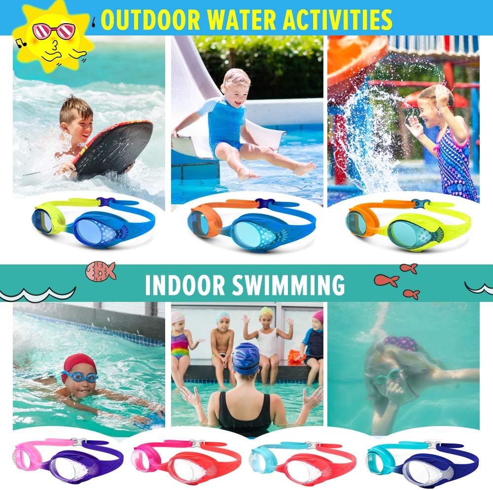 OutdoorMaster Kids Swim Goggles - Quick Adjustable Strap for Comfortable Swimming | 2 Pack