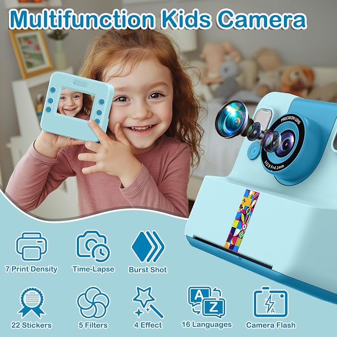 Nreonrick Kids Camera Instant Print, Selfie Toddler Digital Instant Camera