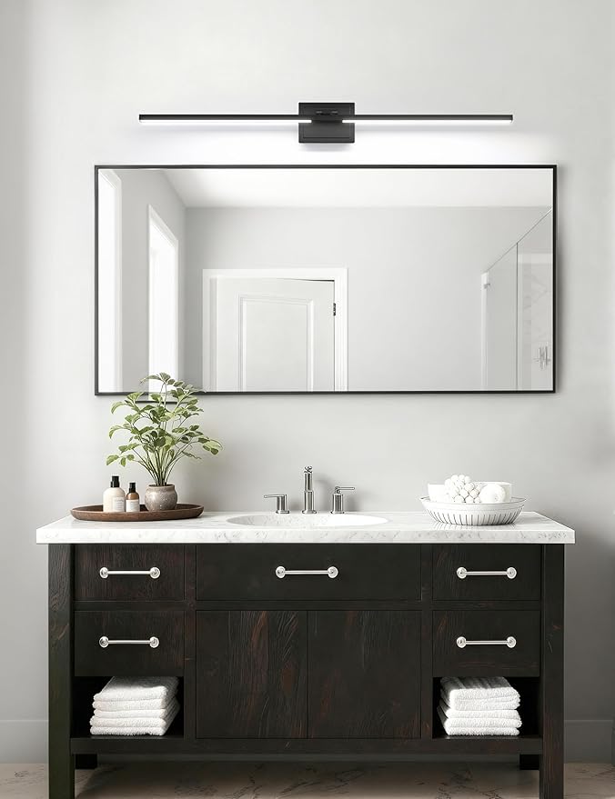 VOLISUN Bathroom Vanity Light 48 inch, 5CCT Dimmable, 40W LED Bathroom Light Fixture Over Mirror, Black Bar Vanity Lights for Bathrooms Mirror Cabinets