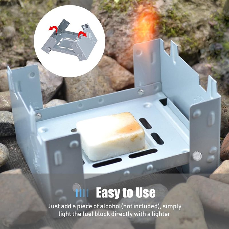 Solid Fuel Tablet Pocket Stove, 2 PCS Backpacking Folding Pocket Stove Outdoor Travel Portable Stove Ultralight Alcohol Camping Stove For Hiking, Camping