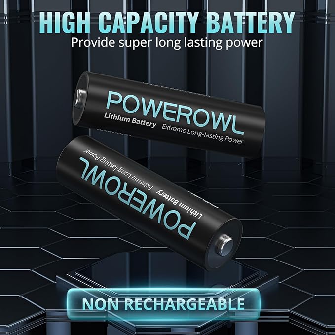 POWEROWL Lithium Batteries AA 16 Pack, High Capacity 1.5V Double A Battery Long