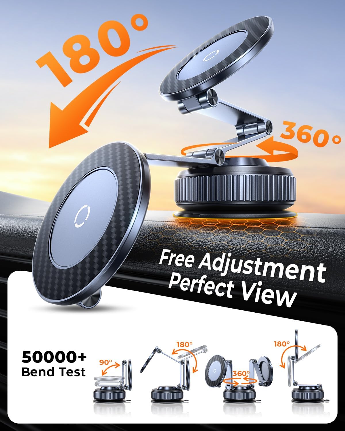 Vacuum Magnetic Car Phone Holder for Magsafe, Long Arm for Tesla Model Y/3