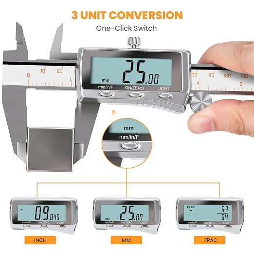 HARDELL Digital Caliper 12 Inch, Rechargeable All Metal Electronic Micrometer