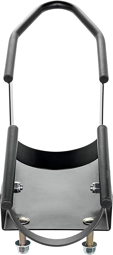 Camco Motorcycle Wheel Chock for Trailer - Includes Handlebar Straps & Mounting Hardware - Keep Your Motorcycle Upright During Transit - Mountable to Trailer or Truck Bed - Universal Tire Fit (66100)