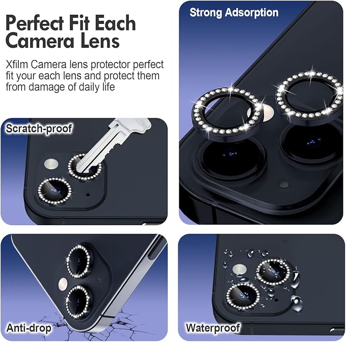 for iPhone 14 / iPhone 14 Plus Camera Lens Protector Bling, 9H Hardness