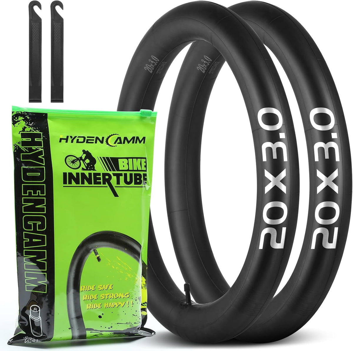 Skiennix Fat Tire Bike Inner Tubes - 20/26 X 3.0/3.5 with 32mm AV Schrader Valve & Tire Levers | 2/4 Pack