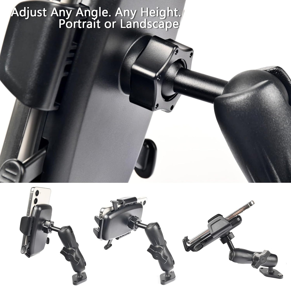 VAUBORTTI 1" Ball Phone Mount – Aluminum Alloy Arm & Base, Double Ball Joint, 360° Adjustable, Screw-Mounted Base, Fits RAM B Size System – Universal Holder for Car, Truck, Van, Desk, Wall, Dashboard