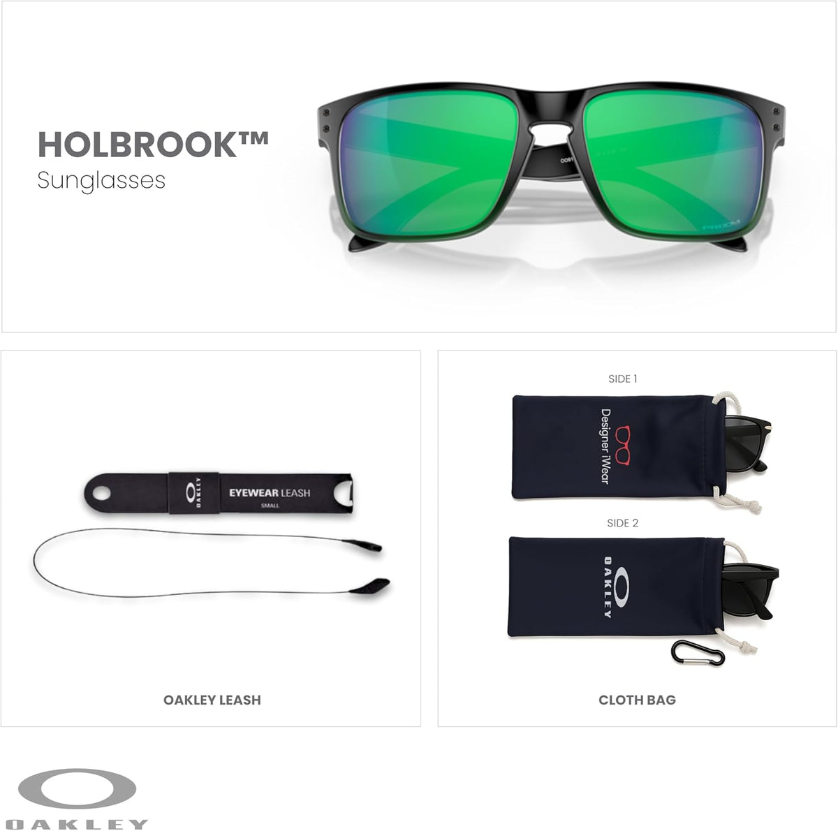 OAKLEY Holbrook OO9102 Square Sunglasses for Men - Stylish Design with Accessory Leash & Microfiber Pouch