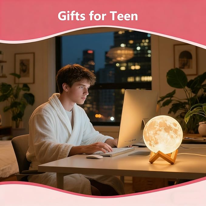 CPLA Moon Lamp Upgrade 128 Colors, Easter Gifts for Kids Girls Boys Teens, Remote & Touch Control, Diameter 6 INCH