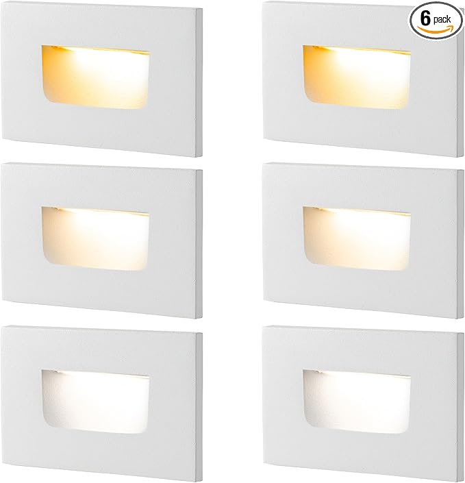 FTL Outdoor Step Lights LED Stair Lights Indoor, 12V 3.5W Low Voltage Step Light 3CCT 3000K/4000K/5000K Color Changing 150LM, Aluminum Outdoor Deck Stair Light White Lights for Stairs, 6 Pack