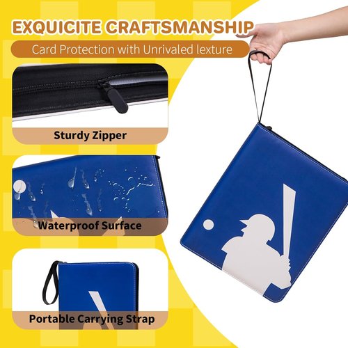 Baseball Card Binder - 990 Pockets Sports Trading Card Holder Album with 55 Removable Sleeves