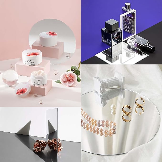 Meking 9PCS Product Photography Props Acrylic Mirror Glass Simulated Photoshoot