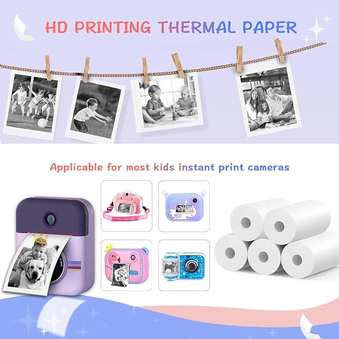 5 Rolls MIARALA Instant Print Kids Camera Paper Roll Refill, HD Print Camera