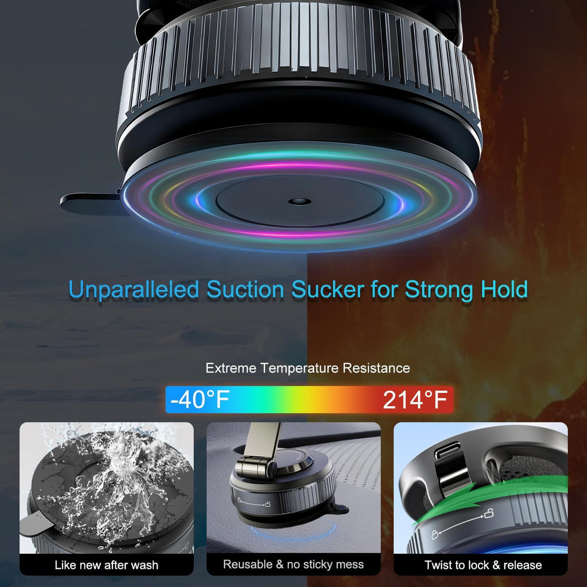 15W for Magsafe Car Mount Charger, 120lbs Suction Cup Phone Mount
