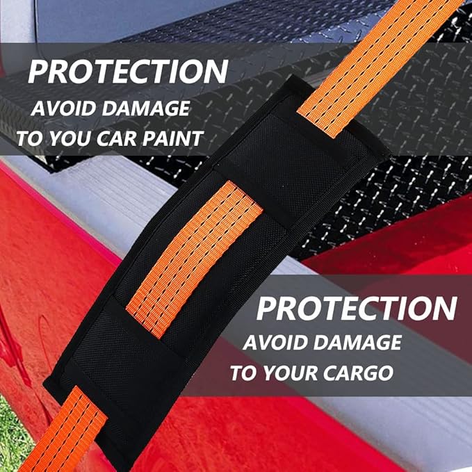 4 Pack Universal Tie Down Strap Protector Sleeve Ratchet Strap Protector Sleeve for Boat, Trailers, Jetski, Waverunner Black 4 x 12 Inches