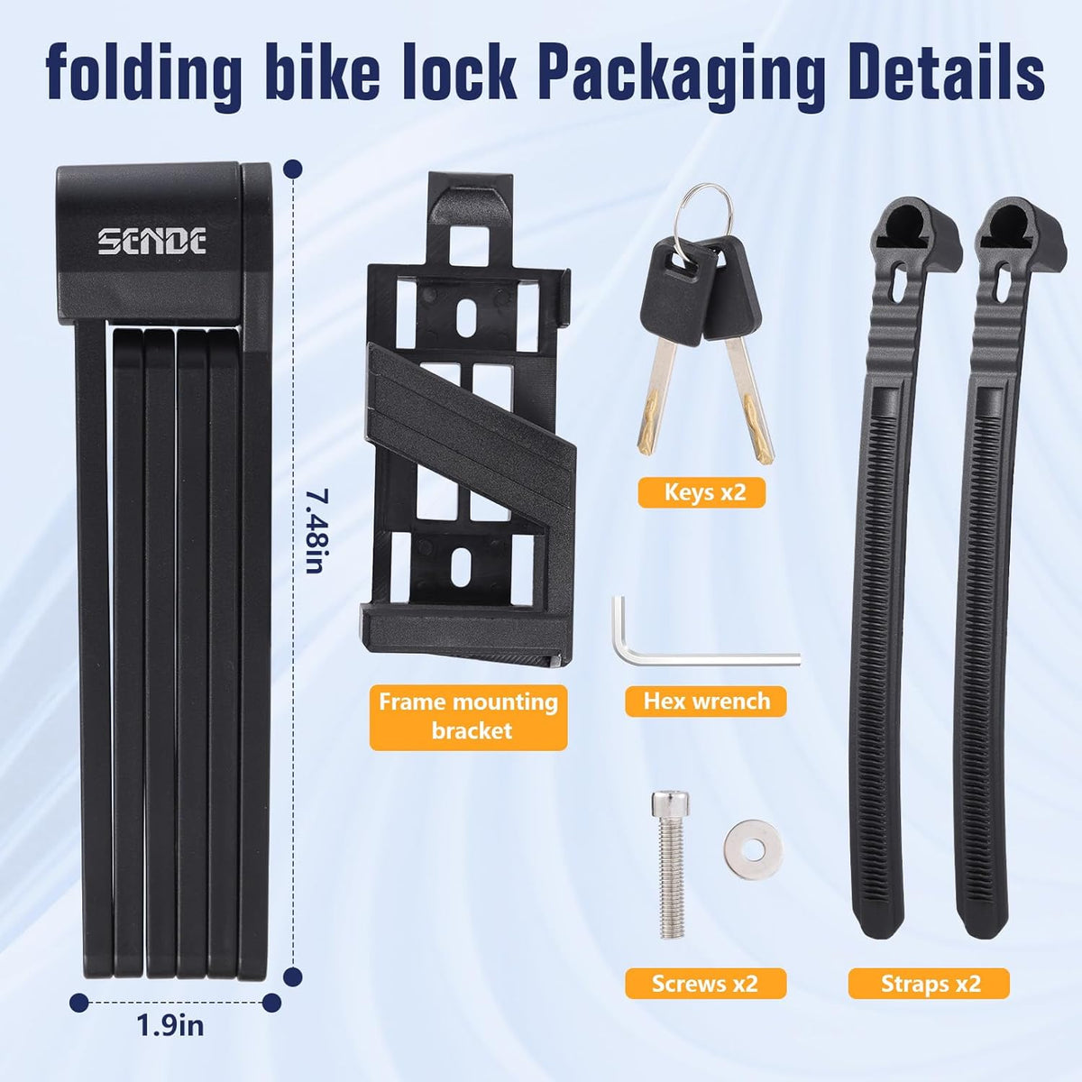 Skiennix Folding Bike Lock - Heavy-Duty Anti-Theft Alloy Steel with Mounting Bracket & 2 Keys (30 in)