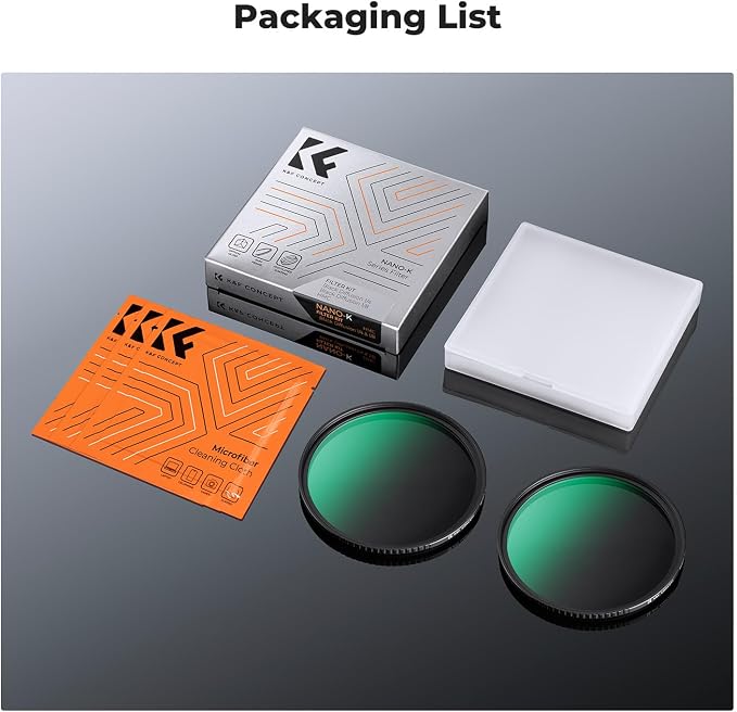 K&F CONCEPT 55mm Black Diffusion 1/4 & 1/8 Filters Kit Mist Cinematic Effect