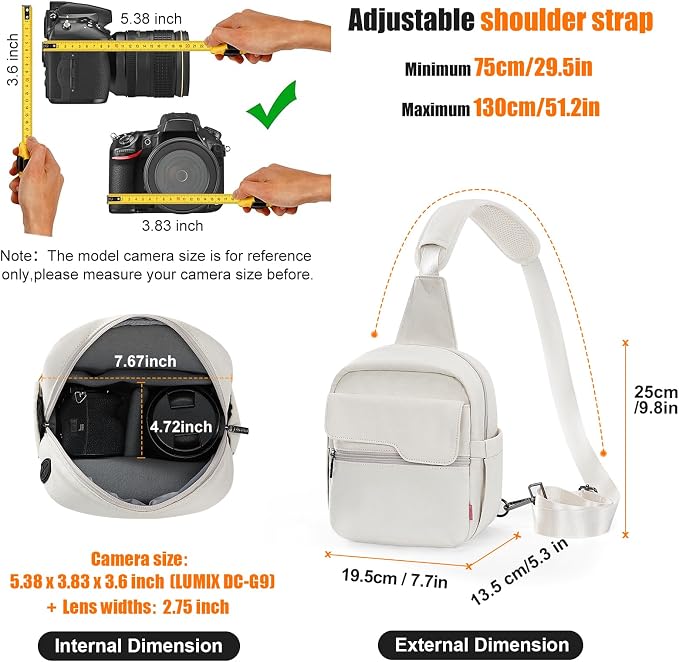 Cwatcun Camera Bag Small Compact Camera Sling Case, Waterproof Canvas Crossbody