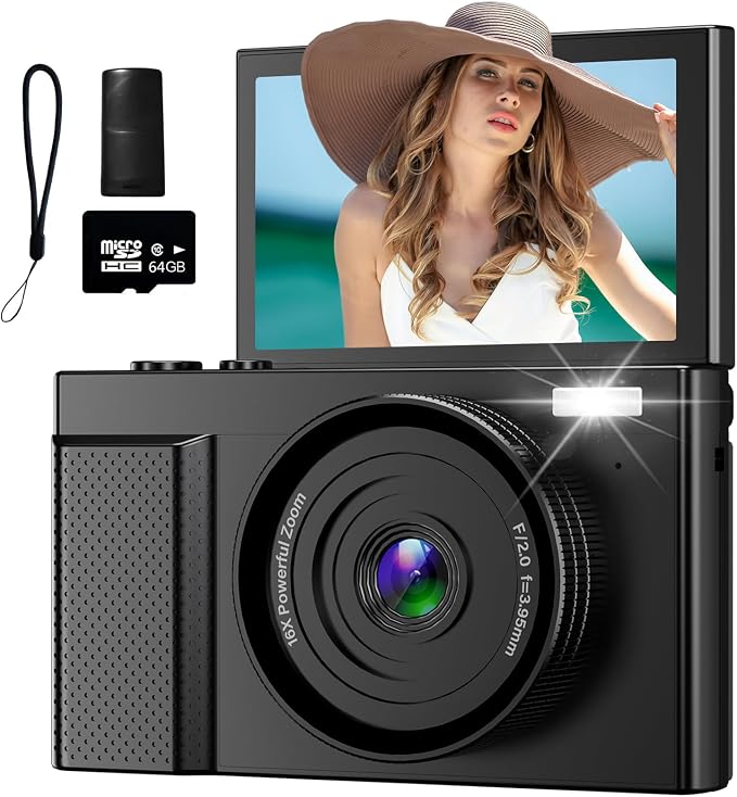 4K Digital Camera for Photography, 64MP Vlogging Video Camera for YouTube