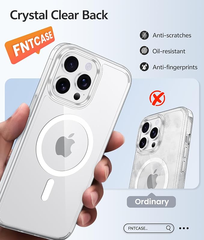 FNTCASE for iPhone 14 Pro Case: Anti Yellowing Transparent Clear Magnetic Phone