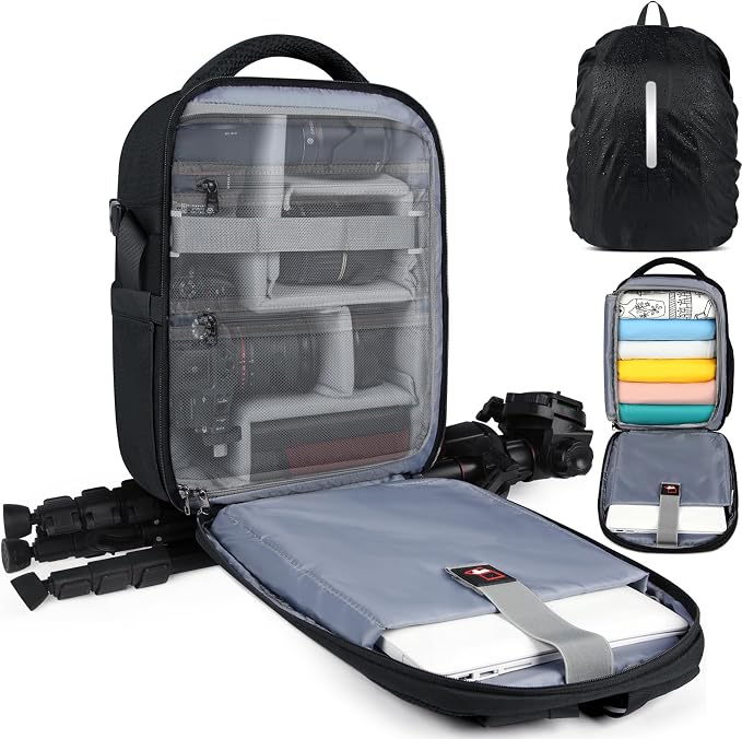 RAINSMORE Camera Backpack for DSLR SLR Mirrorless Cameras
