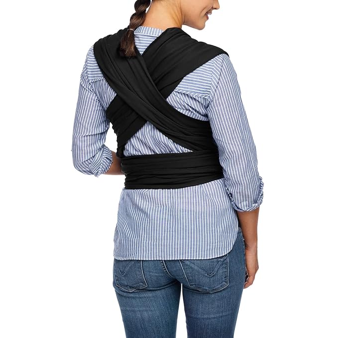 Moby Baby Wrap Carrier Evolution for Newborns to Toddlers (8-33lbs), Infant Sling Carrier, Lightweight & Hands Free Design, Adjustable for All Body Types, Baby Registry Gift (Black)