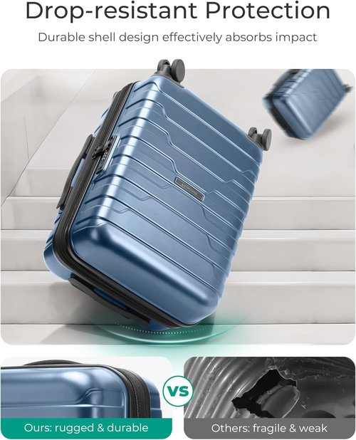 BAGSMART Carry On Luggage - Lightweight 20 Inch Spinner Suitcase with TSA Lock | Airline Approved, Royal Blue