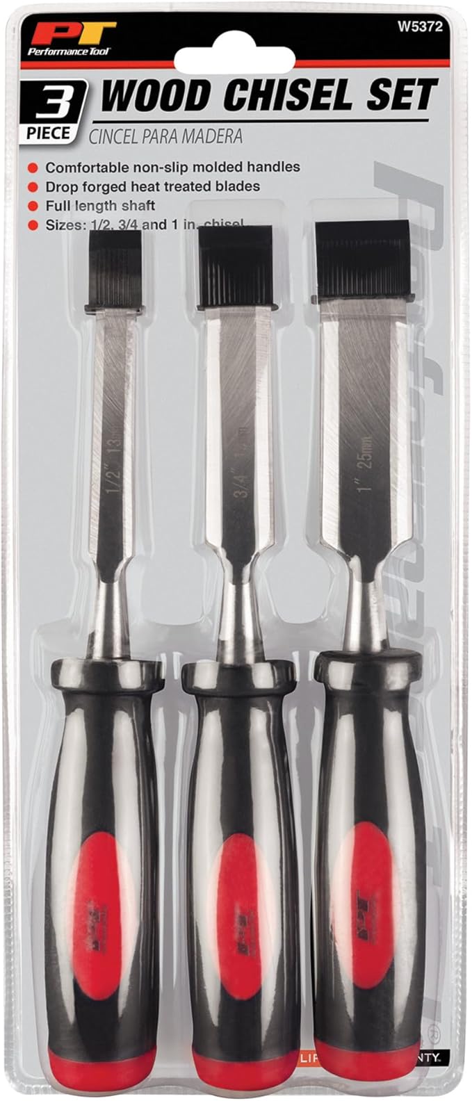 Performance Tool W5372 Wood Chisel Set, 3-Piece