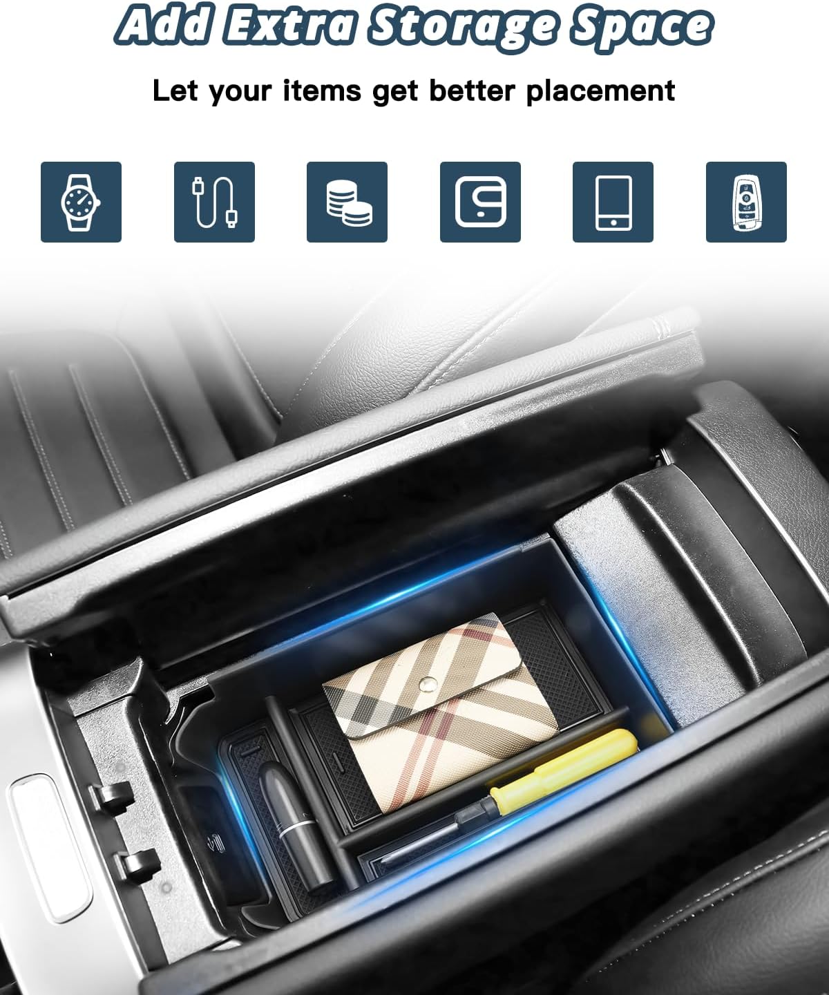 Ruiya 2023-2025 2026 GLC 300 Center Console Organizer for Mercedes GLC 300 Accessories Middle Console Organizer Compatible with 2023 2024 2025 2026 Mercedes GLC Class X254 Coupe & SUV