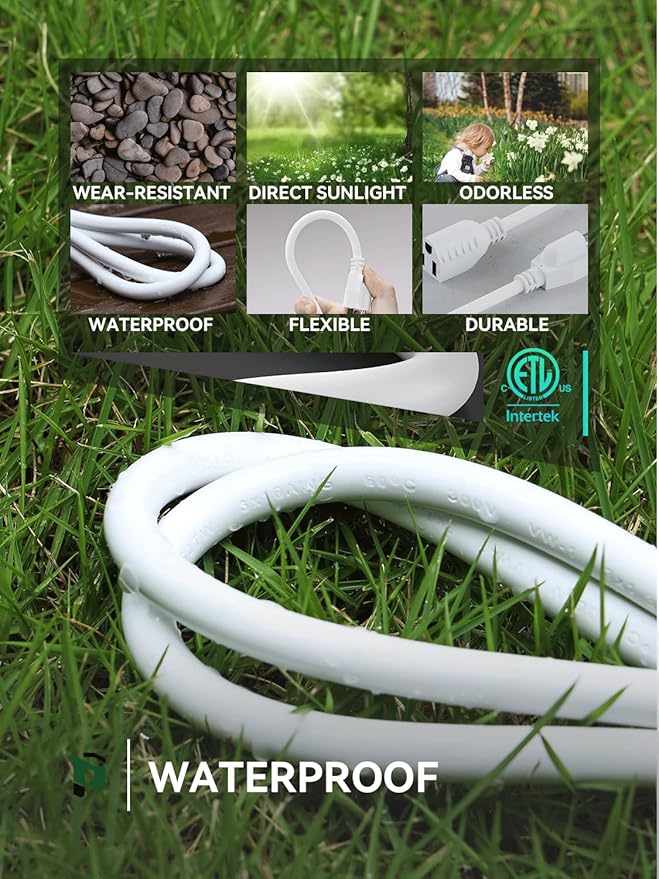 PLUGTUL 3 FT Extension Cord White, 4-Pack Short Power Cord, Indoor/Outdoor 16 Gauge 3 Prong Grounded Wire ETL Listed, 13A 1625W 125V SJTW