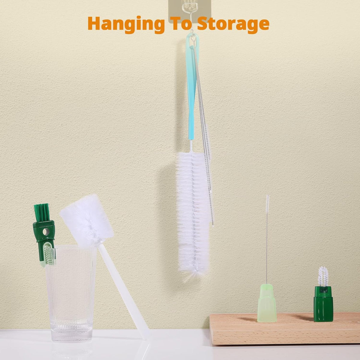 OUTXE 5-Pack Bottle Brush Set - 5-in-1 Water Bottle Cleaner with Long Handle & Straw Brushes
