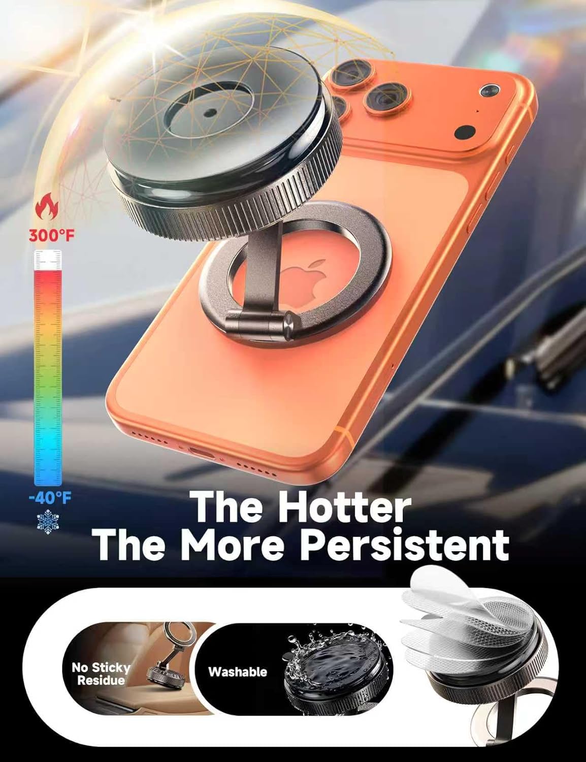 Car Phone Holder for Magsafe, [105+LBS Suction & 3800gf Magnetic]