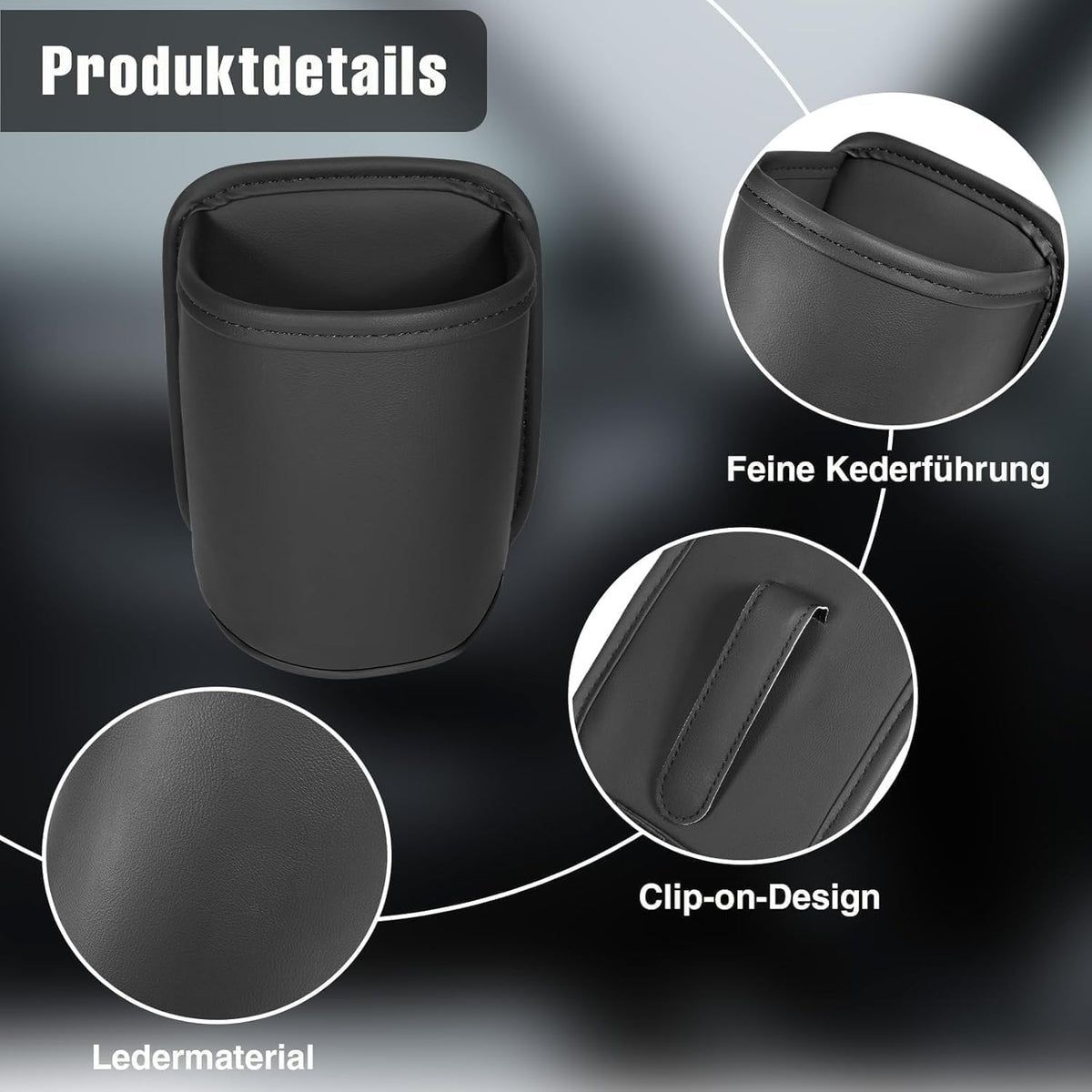 Car Cup Holder for Mitsubishi Eclipse Cross 2021-2024, Leather Door Side Drink Stand Automotive Hanging Storage Organizer Clip-On Vehicle Bottle Mount Pocket Black