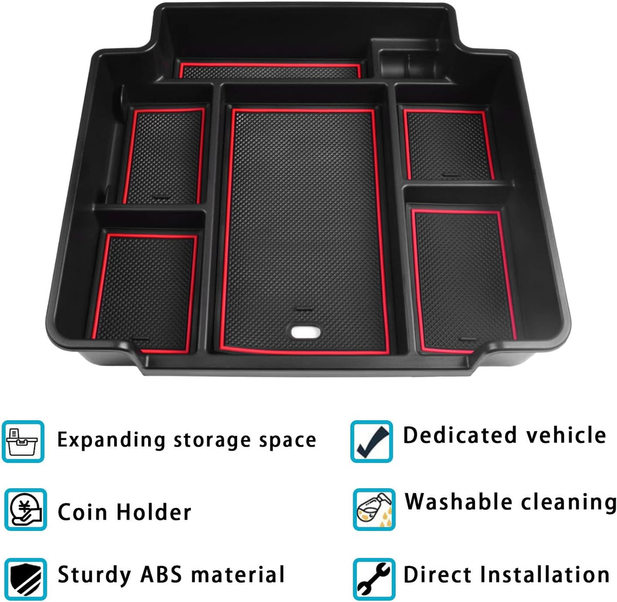 Full Center Console Organizer Tray for 2021-2026 Chevy Tahoe/Suburban, Red