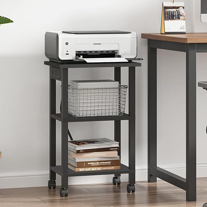 TUTOTAK 3 Tier Printer Stand, Rolling Printer Cart