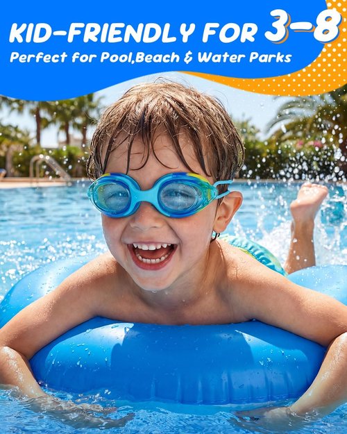 Aegend Swim Goggles - Comfort Fit Anti-Fog Pool Goggles for Kids Ages 3-8 | Perfect for Swimming
