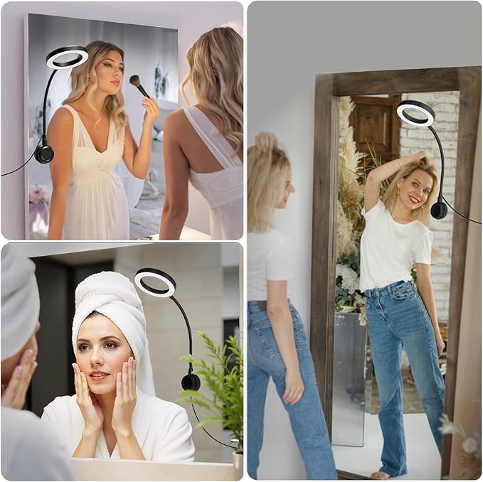 Suction Cup LED Vantiy Lights for Mirror, Flexible Gooseneck Stick on Selfie